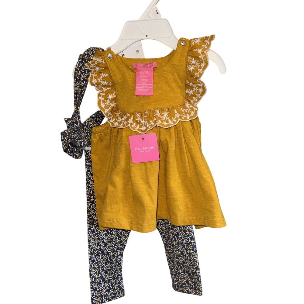 Isaac Mizrahi New York Girls 3 Piece Outfit & headband Infant 0-3 Months NWT